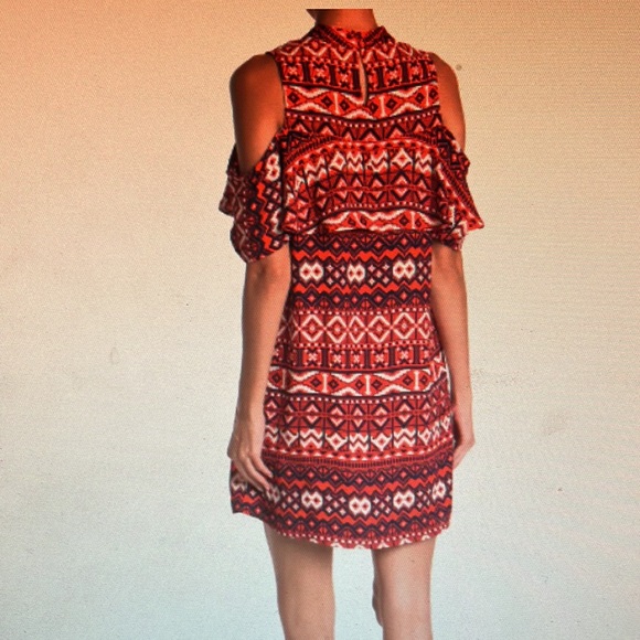 Geo print cold shoulder dress. Never been worn with tags still on. - Picture 4 of 4